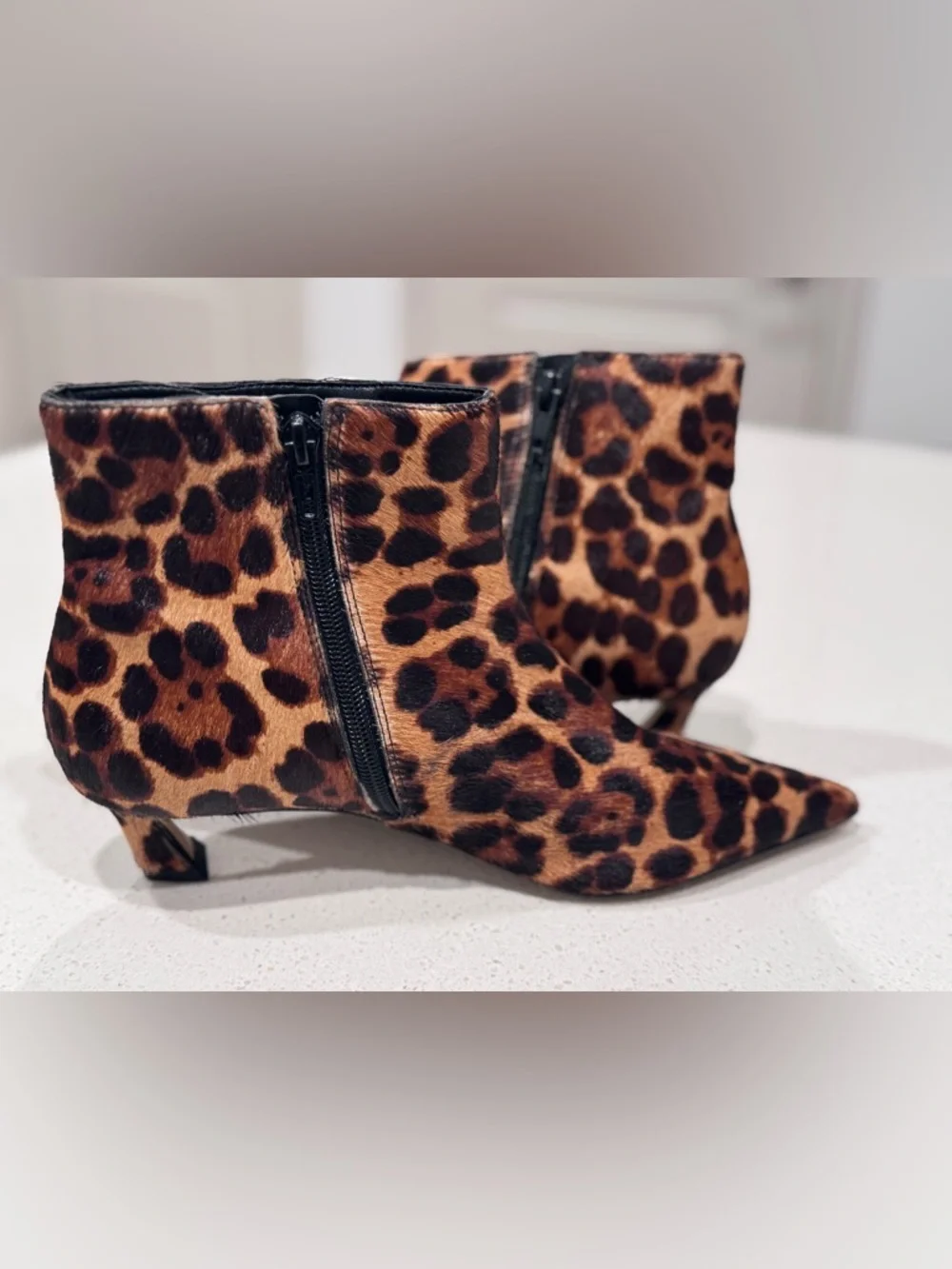 Gianni Bini Georgina Leopard Print Calf Hair Kitten Heel Booties Size 6M - Picture 6 of 13